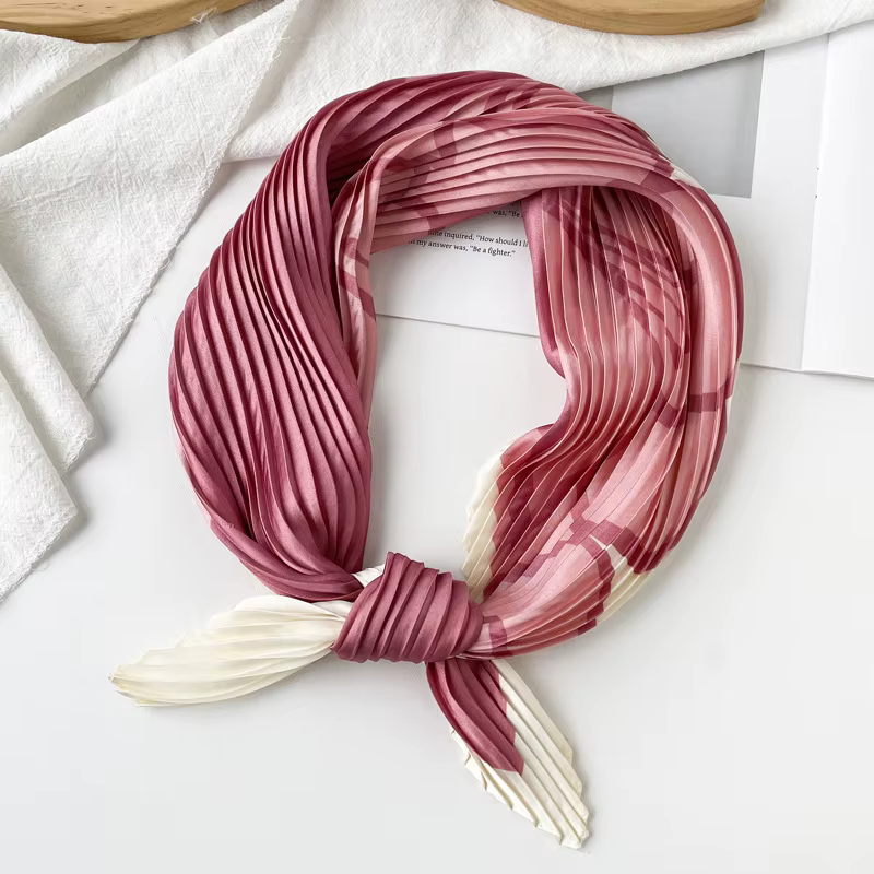 2025 TOP plissé carré foulard en soie châle pour femmes Satin