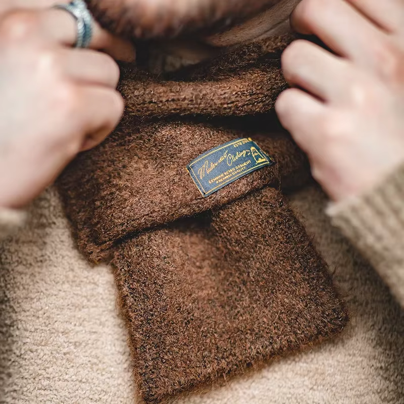 Maden Vintage Mohair écharpe hiver tricoté foulards hommes et femmes chaud coupe-vent couleur unie Simple mode petite