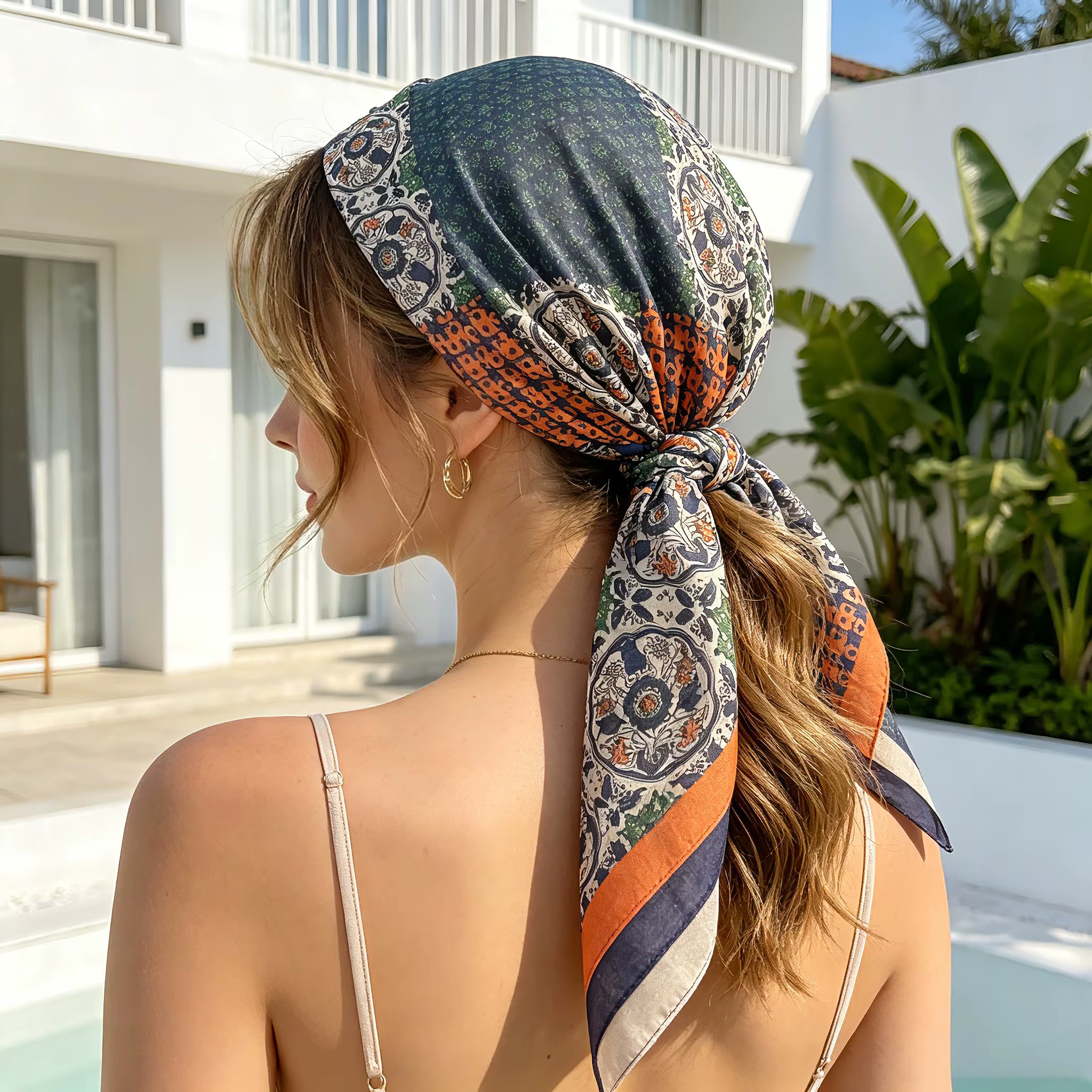 Nouveau Foulard Carré 2026 pour Femme – Élégant Hijab Rétro Paisley