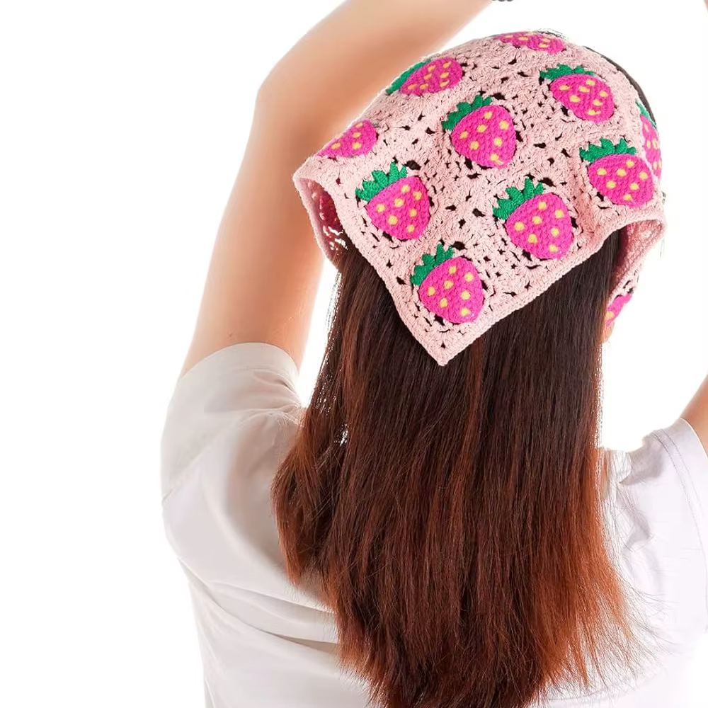 1 pièces foulard de cheveux pour femmes à la mode doux style rustique tricoté fleur