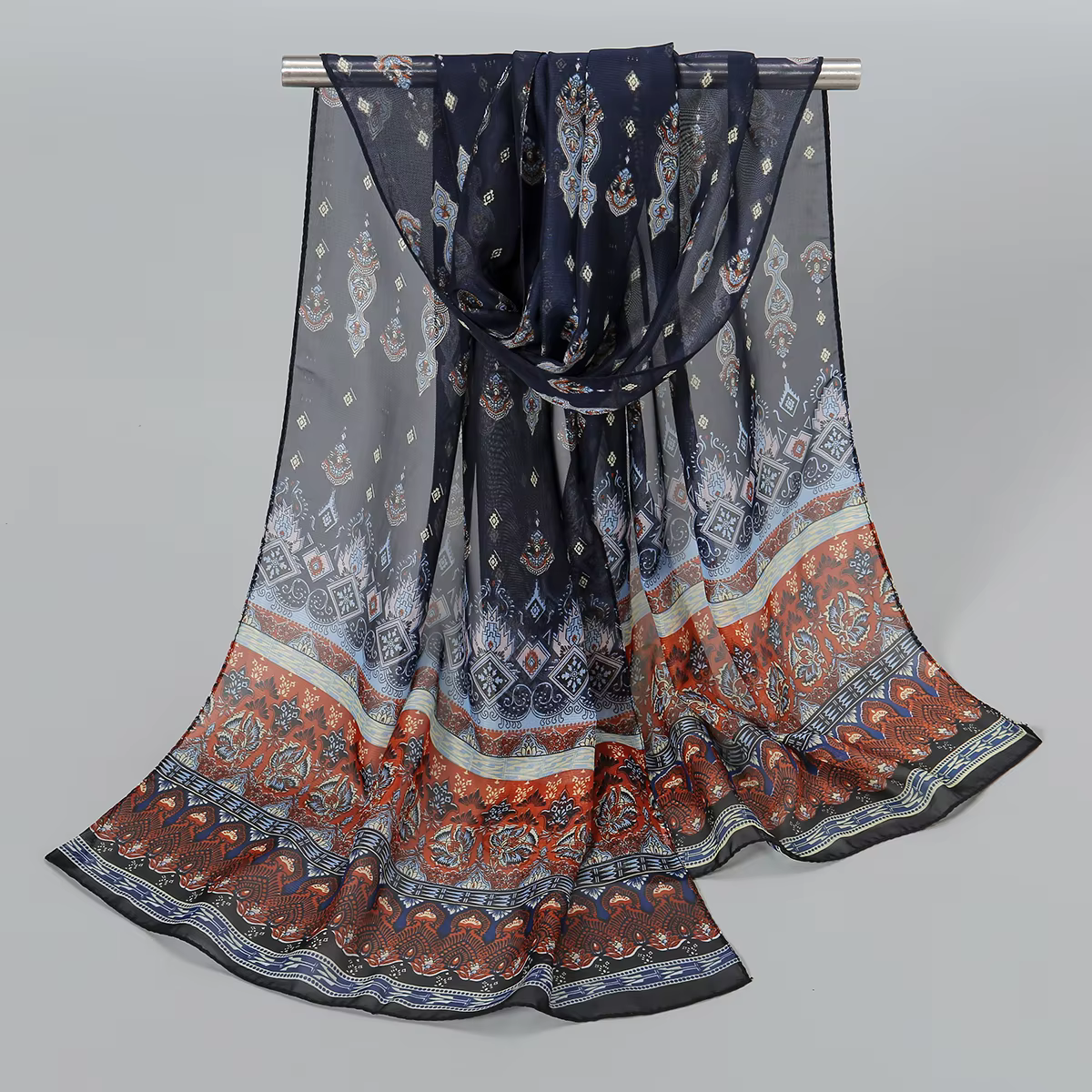 Style indien nouvelles foulards en mousseline de soie femmes respirant mince Simulation foulard