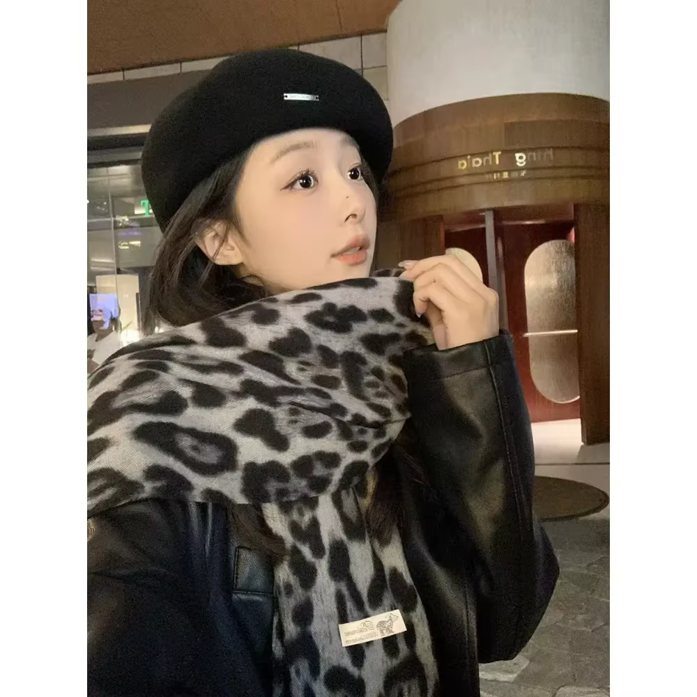 Écharpe léopard Design hiver chaud Pashmina châle luxe cachemire enveloppes mode femmes longues couvertures foulards franges