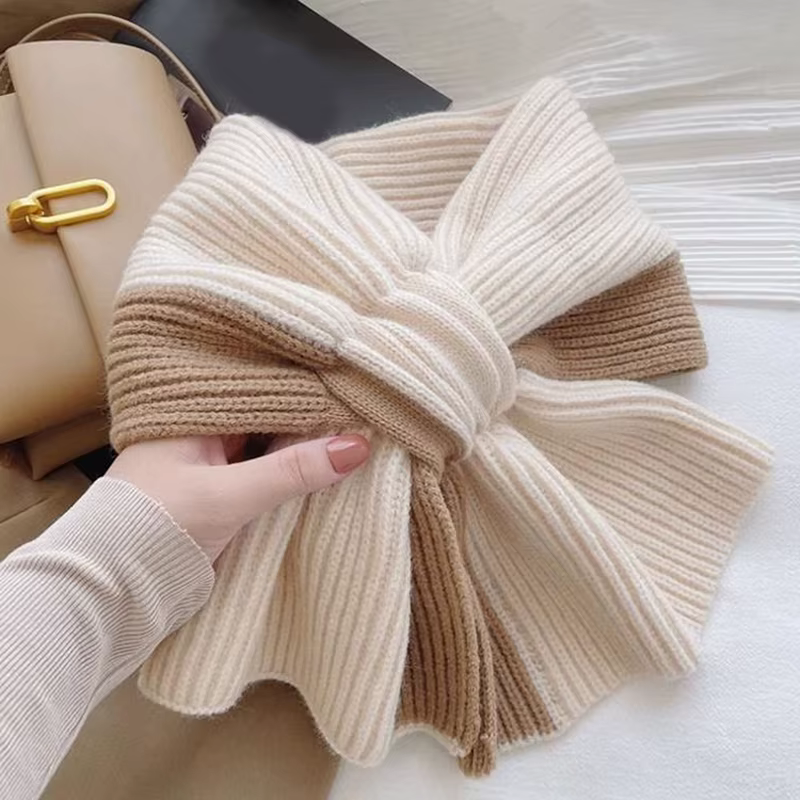 Écharpe Élégante Croisée pour Femme, Style Coréen, Document d'Abonnés, Cache-Cou d'Hiver, à la Mode, Protection Chaude pour le Cou