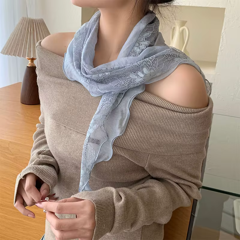 Écharpe triangulaire en dentelle patchwork pour femme