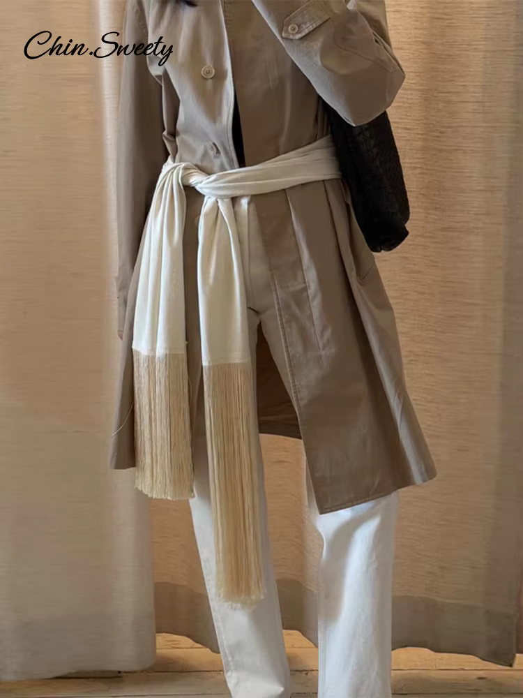 Élégant châle jacquard à franges pour femme
