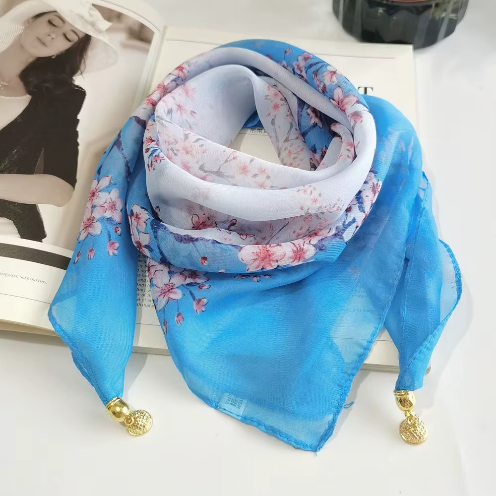 Écharpe de luxe en soie imprimée anti-UV, petit foulard carré pour femme