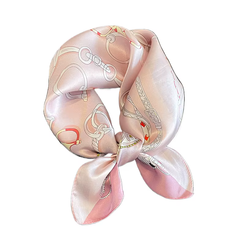 Écharpe 100% pure soie de mûrier de couleur rose – Foulard léger pour cheveux à tête carrée de 21 pouces pour femmes