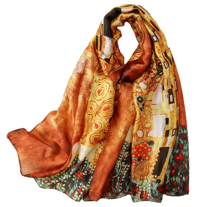 Gustav Klimt peinture à l'huile Foulard en soie pour femmes marque de luxe châle