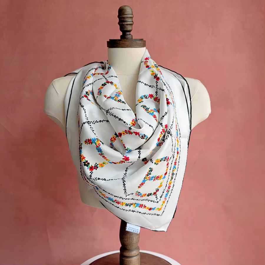 Foulard de tête 90 à 90 imprimé Floral luxe sergé grand