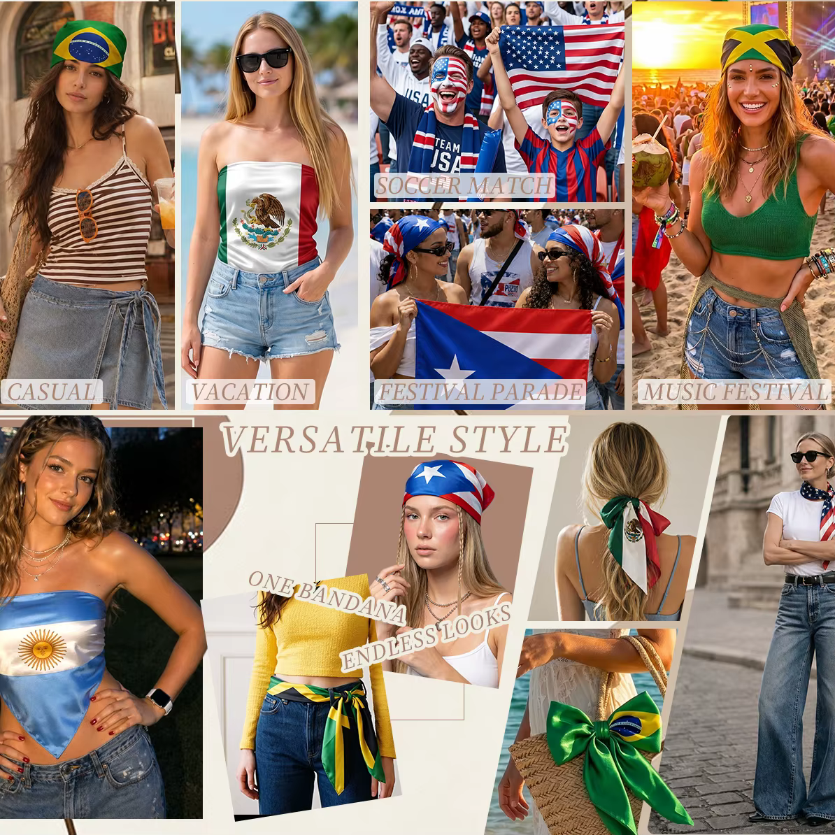 Foulard pour femme - Bandana de cou en soie artificielle tendance