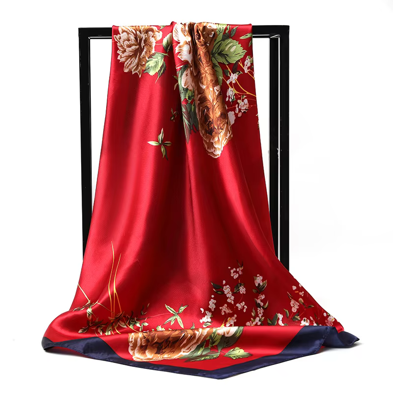 Foulard Carré Élégant de Luxe en Satin pour Femme, Châle, Hijab, 90x90cm