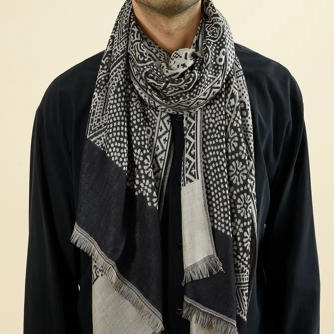 Paisley Pashmina mode hommes écharpe automne hiver chaud foulard noir marine