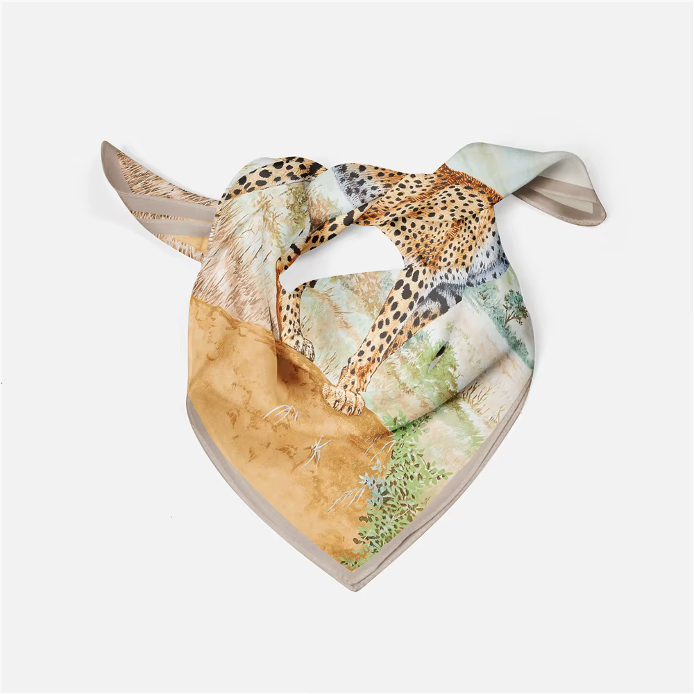 53cm femmes écharpe Design marque de luxe prairie léopard foulard en soie mode Hijab cheveux carré
