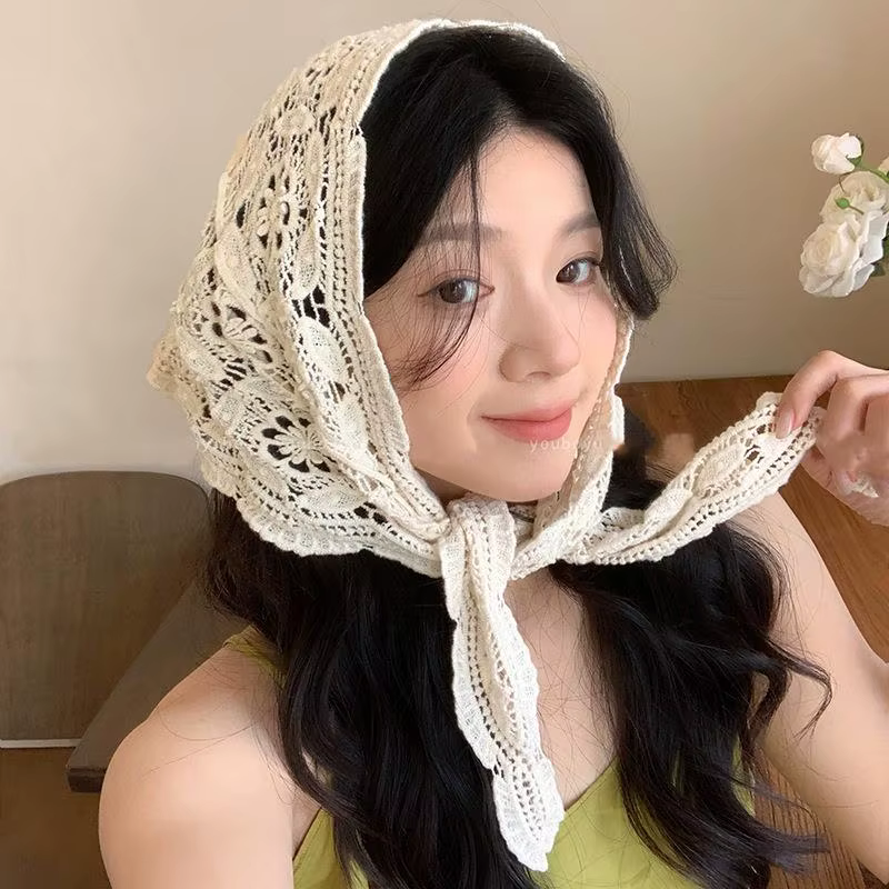 Foulard ajouré rétro fait à la main au Crochet pour femmes