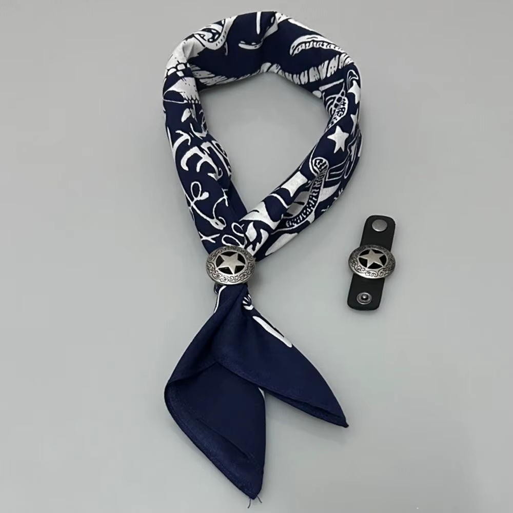 Foulard Bandana surdimensionné en coton, Style occidental, Hip Hop, avec boucle florale, pour le cou et le poignet