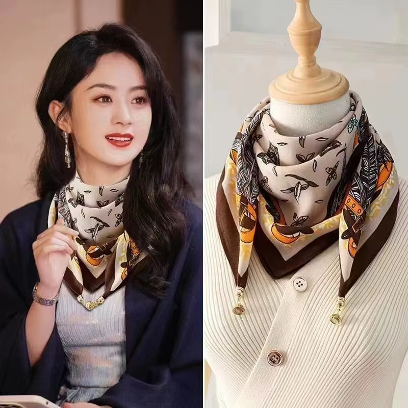 Foulard en soie à boucle magnétique de luxe pour femmes