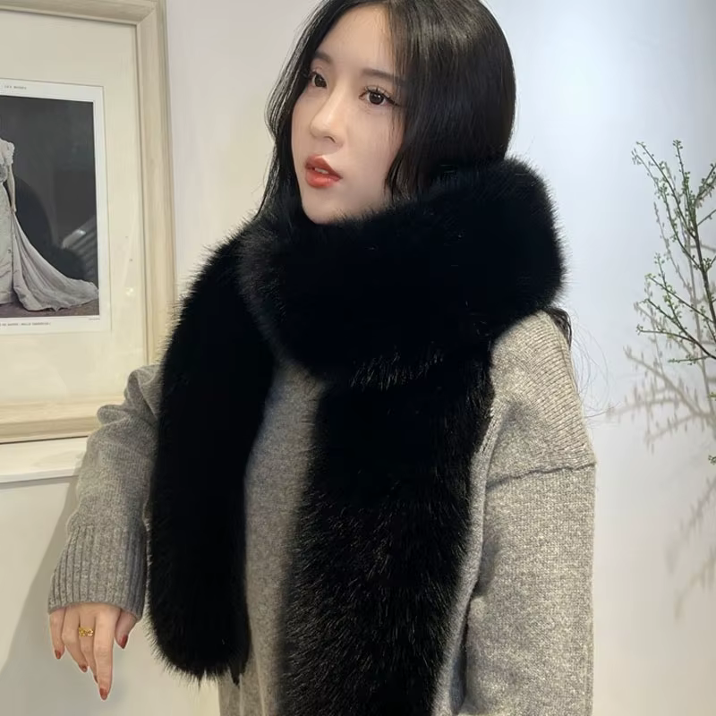 180cm Imitation fourrure de vison longue écharpe hiver chaud épaissi fausse