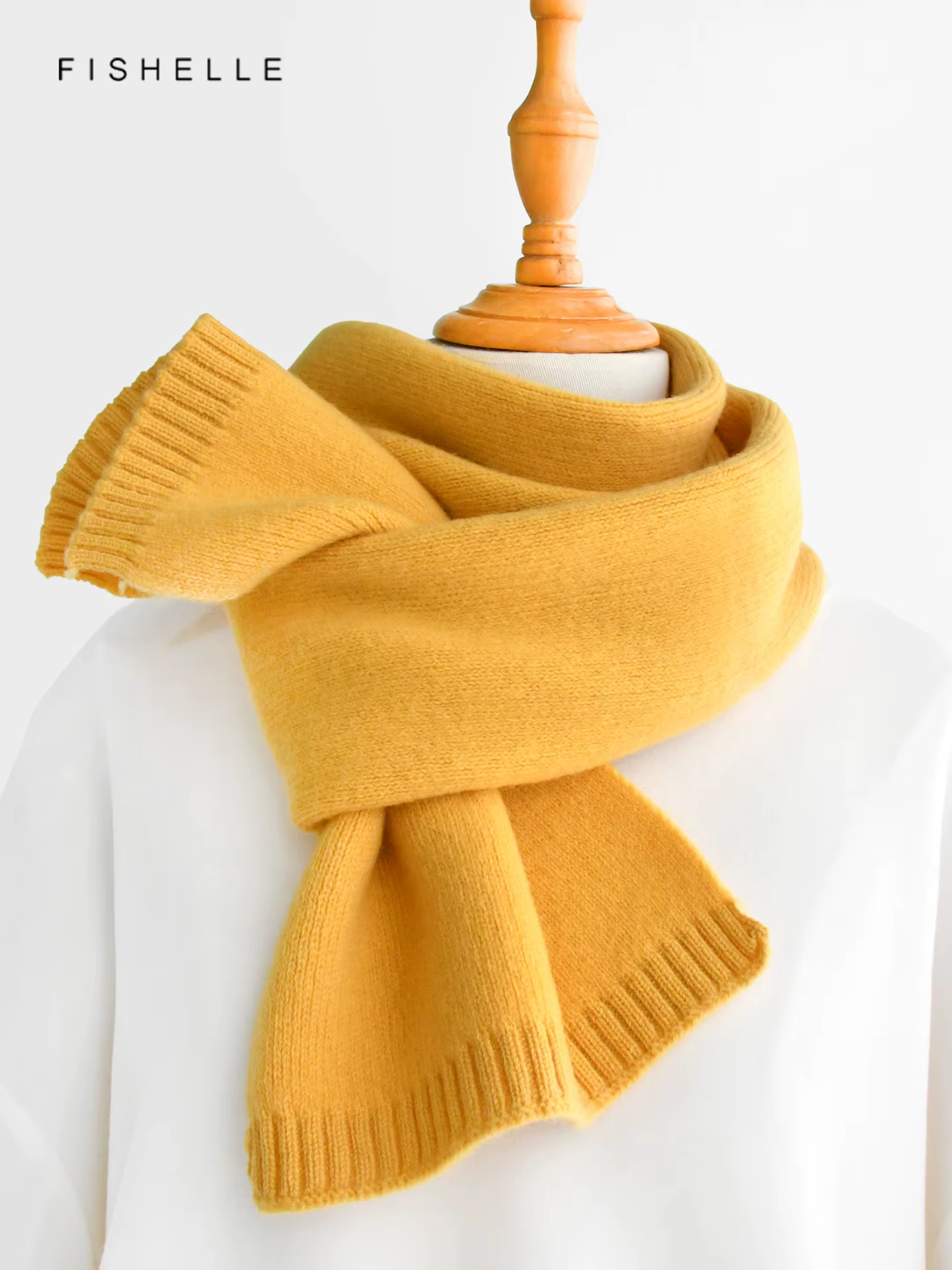 Écharpe 100% laine jaune vif