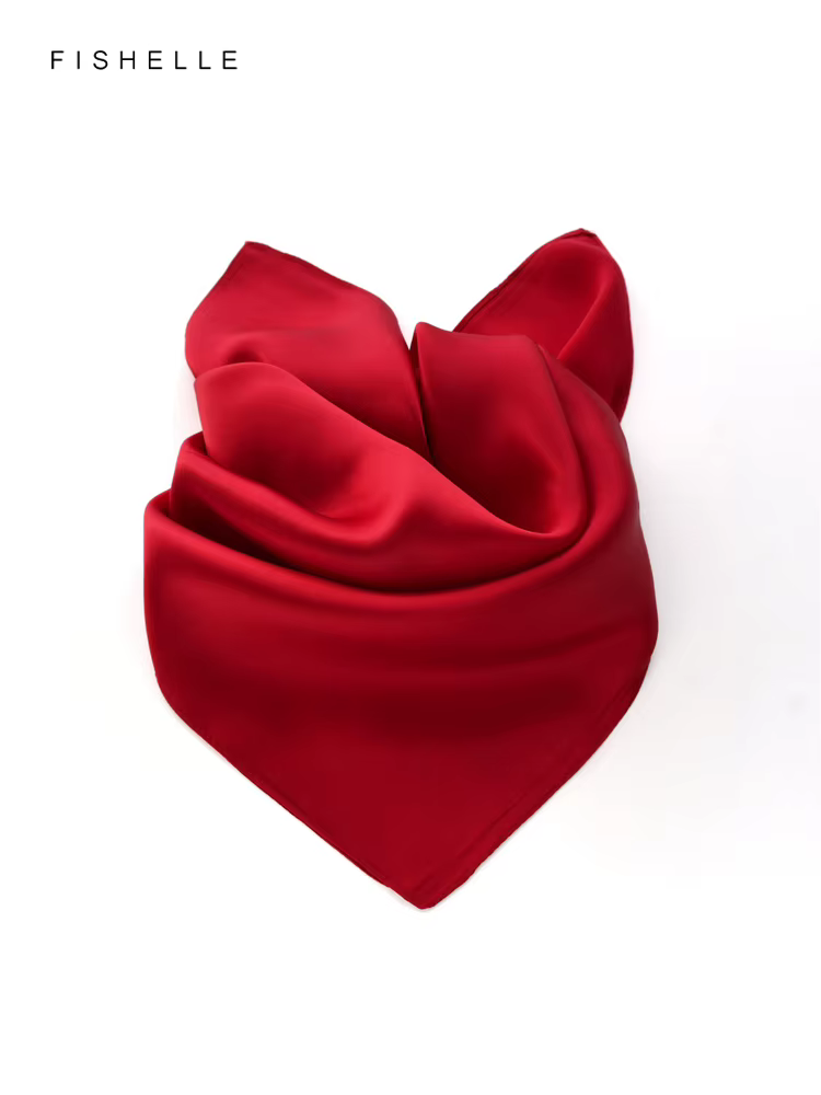 Rouge 100% foulard en soie naturelle petites femmes
