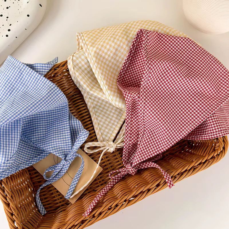 Foulard triangulaire rayé rustique pour femmes et jeunes filles