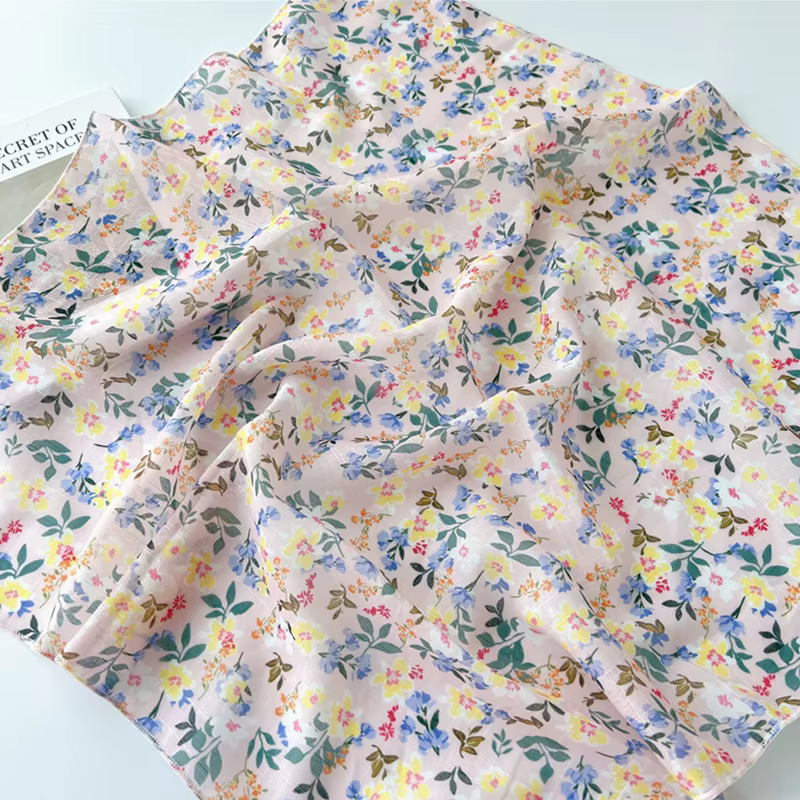 Foulard Carré en Coton et Lin pour Femme