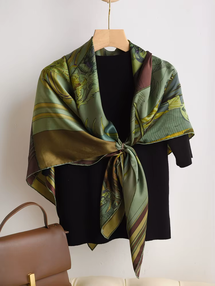 CARRE EN CARRES 100% foulard en soie de mûrier Pure 110cm ourlet écharpes marque de créateur femmes luxe été châle