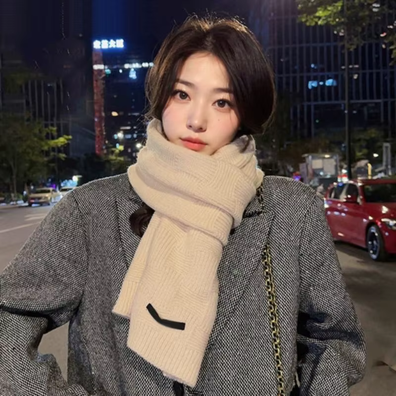 39bd Écharpe en fil en tricot à plaid vintage pour l'automne l'hiver usure du cou
