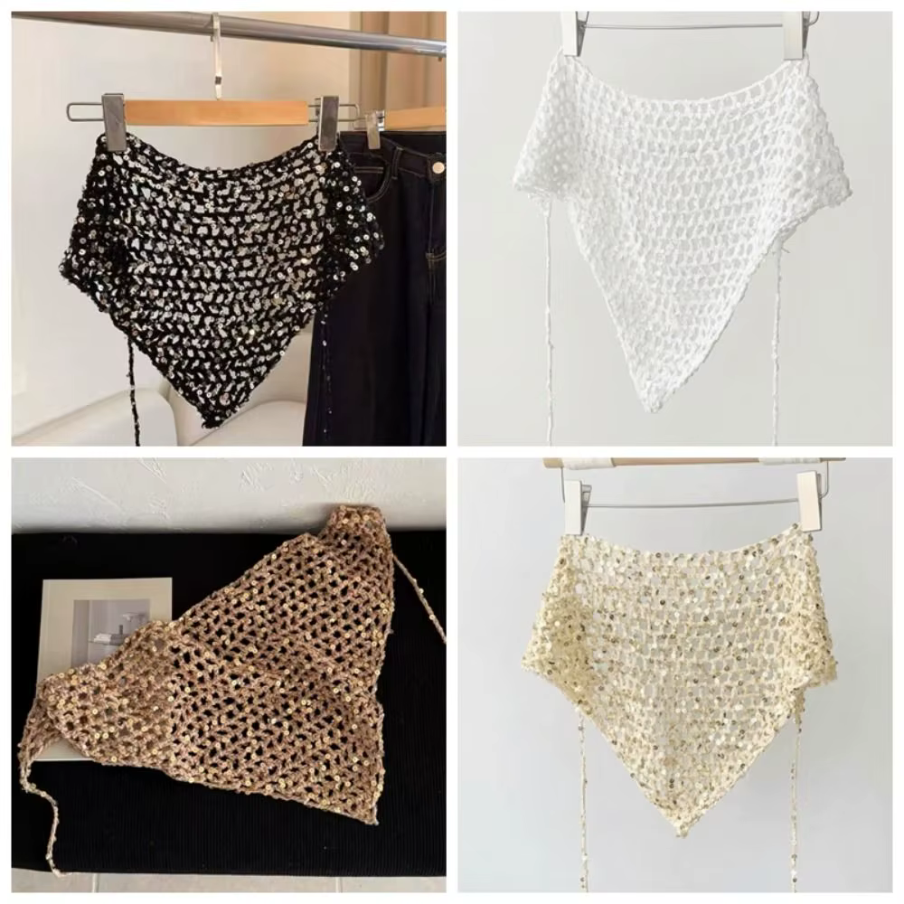 Écharpe triangulaire à sequins multifonctionnelle