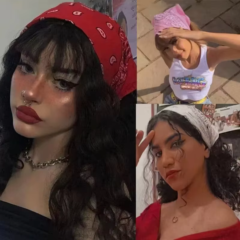 Mode écharpe Bandana chapeaux pour femmes filles enfants Vintage quatre saisons carré cheveux écharpe sport foulard bohème bandeaux