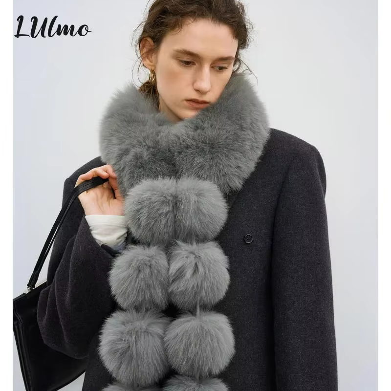 Longue fausse fourrure de renard écharpe femmes hiver chaud doux