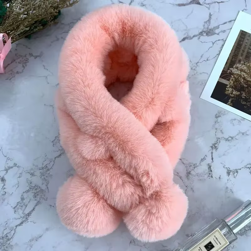 Écharpe épaisse et chaude en fourrure de lapin