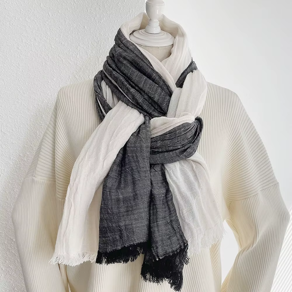 Écharpe japonaise rétro unisexuelle en coton et viscose avec motif patchwork pour homme et femme toutes saisons extérieure occasions spéciales