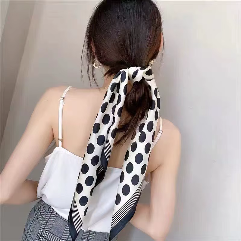 Dot foulard en soie femme Senior sens 70cm carré écharpe cravate mode décoration