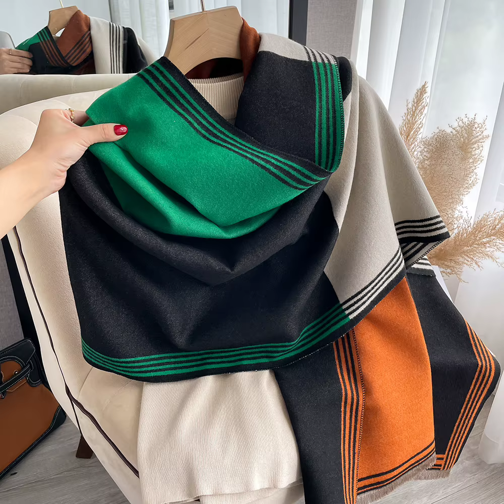 Nouveau luxe hiver écharpe femmes cachemire chaud Pashmina marque Foulard femme châles enveloppes épais doux Bufanda Poncho foulards Hijab