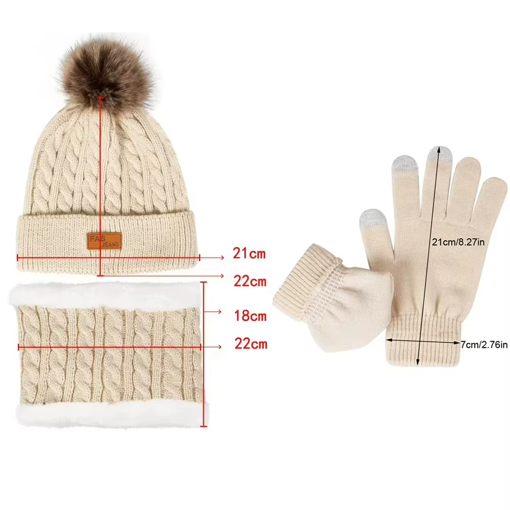 Ensemble de gants écharpe et chapeau pour femmes