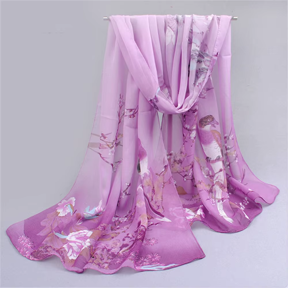 Foulard Hijab Musulman en Mousseline de Soie pour Femme