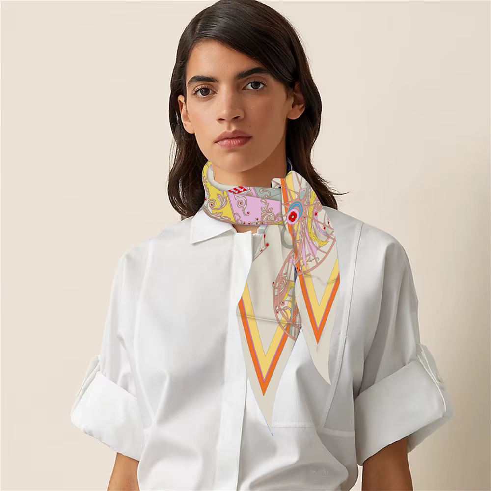 Diamant écharpe chariot impression marque foulards en soie enveloppes femmes luxe Bandana bandeau dame Hijabs