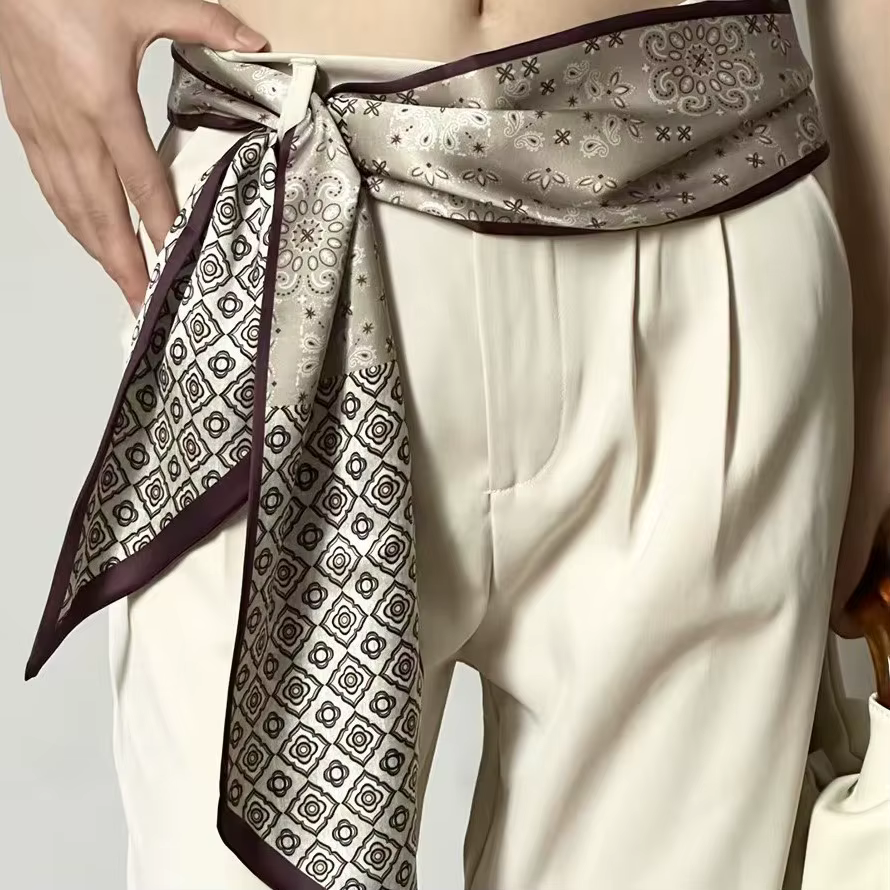 Nouveau Foulard Long en Soie pour Femme