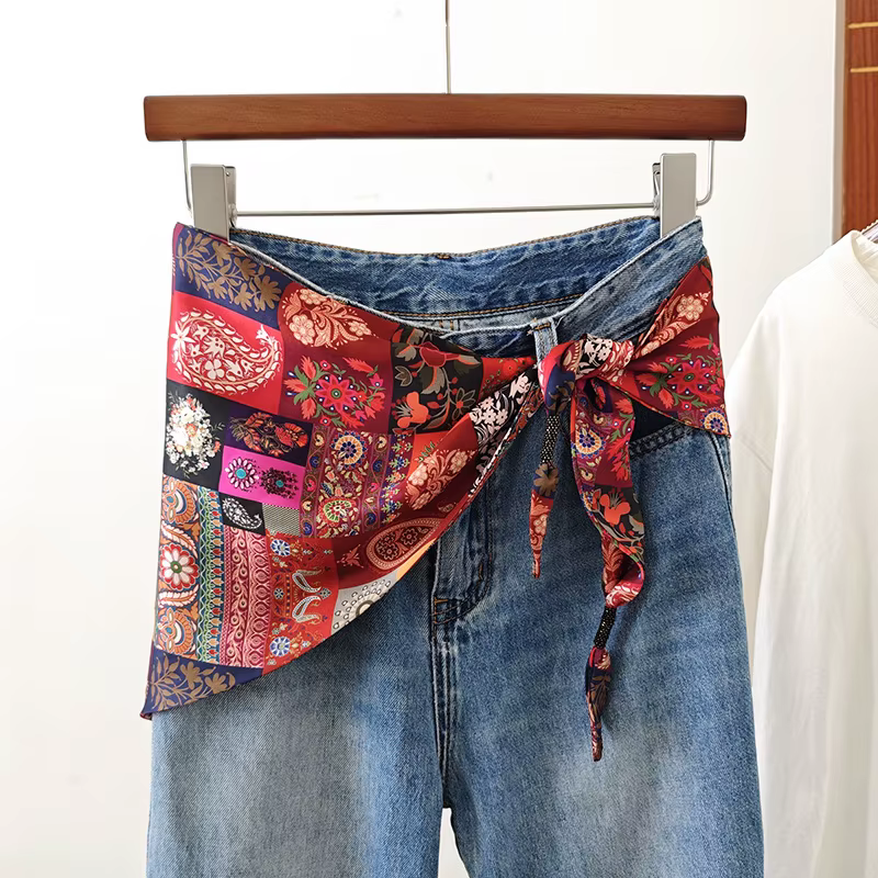 Foulard en soie imprimé bohème