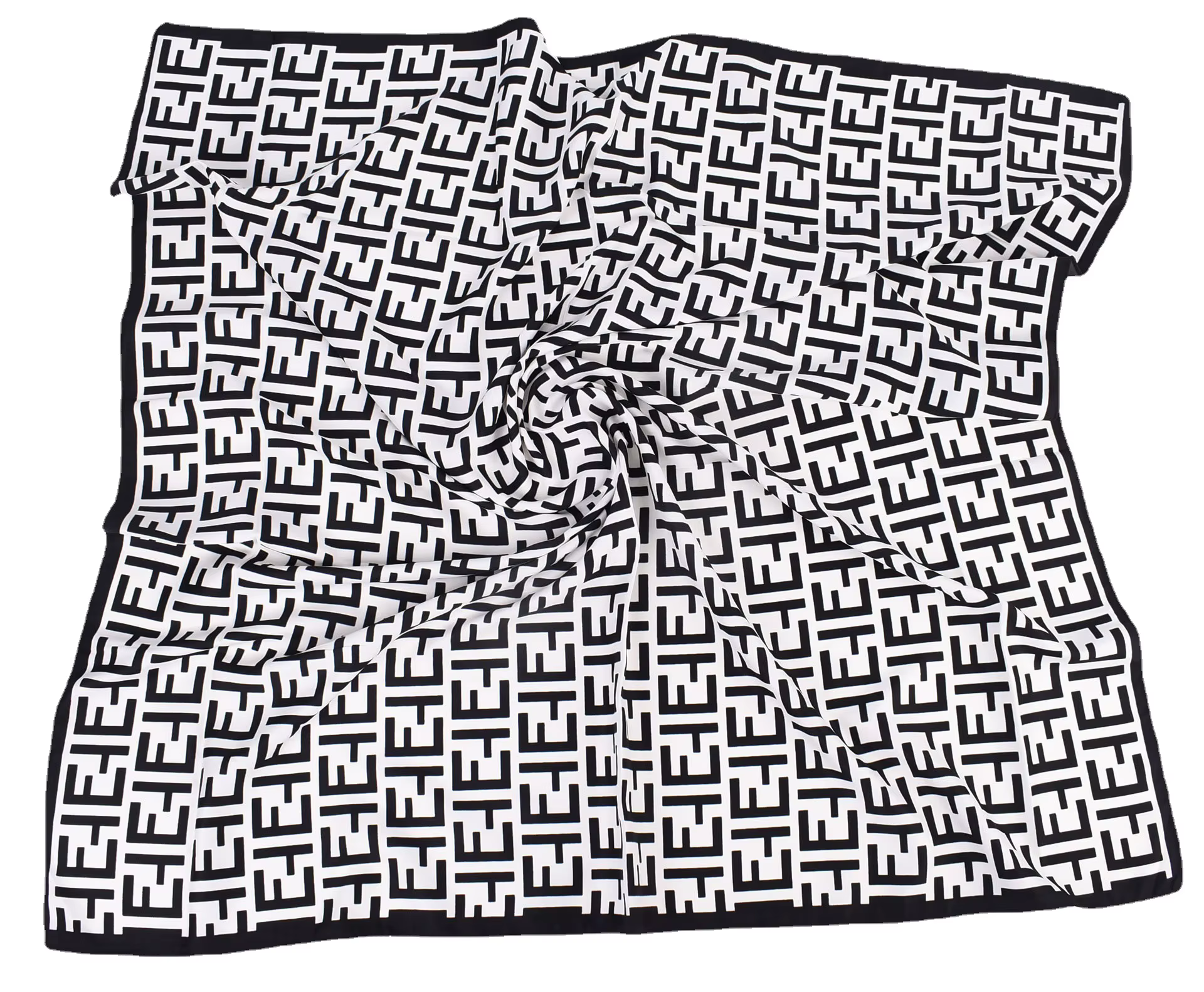 Foulard en soie imprimé lettres géométriques pour femmes
