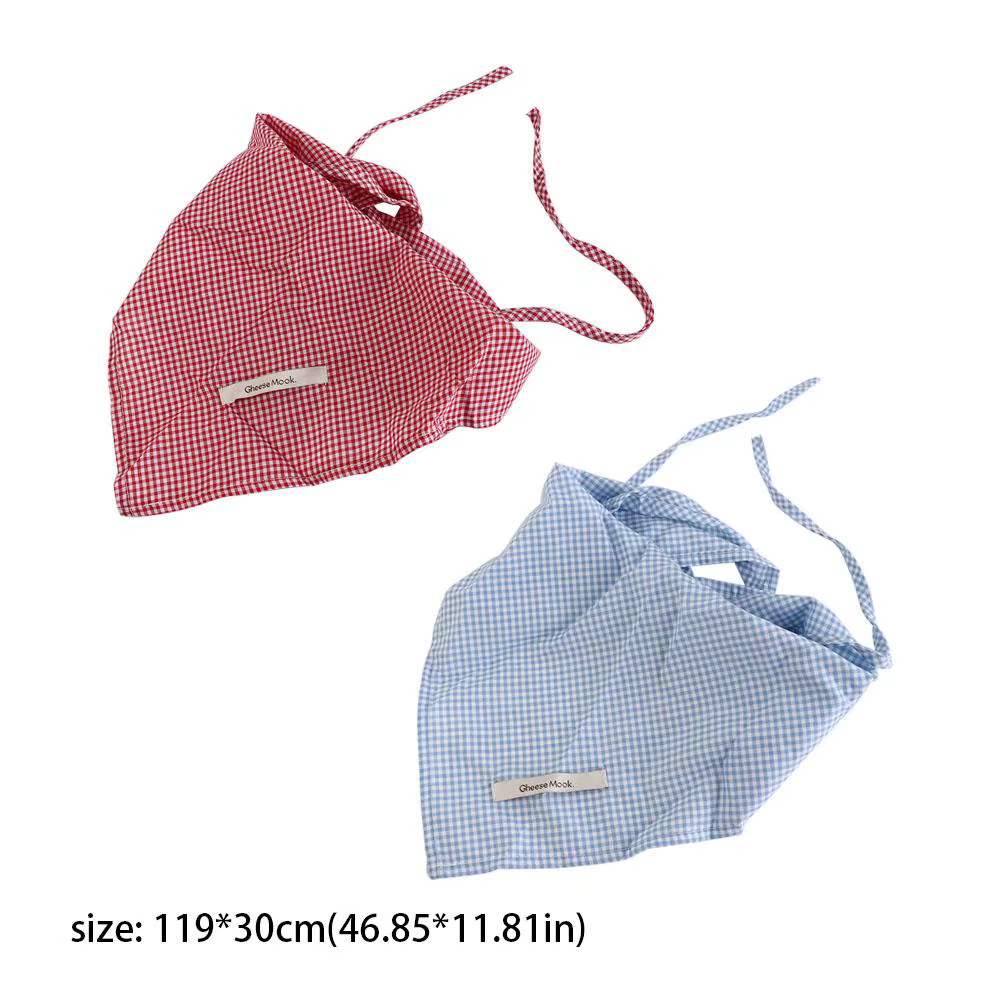 Foulard Cheveux Rouge Vintage Style Bohème Bandana Bleu Pastoral Triangle Bandeau