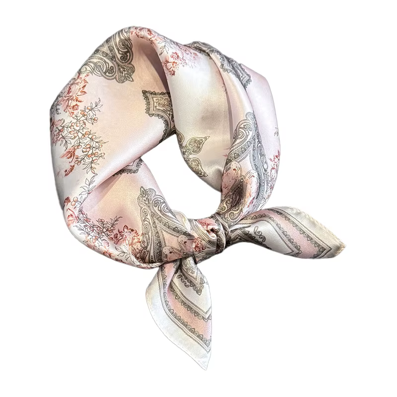 100% foulard en soie rétro croix fleur motif foulards carrés