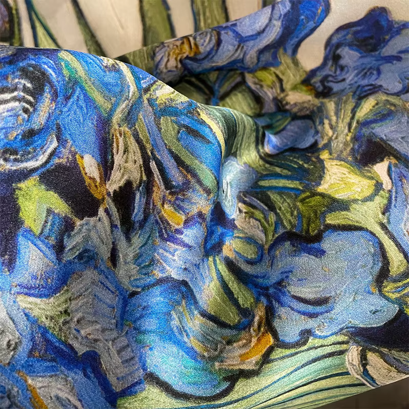Chic iris fleur écharpe 100% soie naturelle Hijab enveloppes mode femmes carré Bandana Foulard