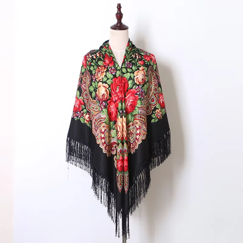 160*160 cm femmes russe National écharpe dame gland imprimé fleuri foulard enveloppes Babushka Bandana plage voyage ombre châles