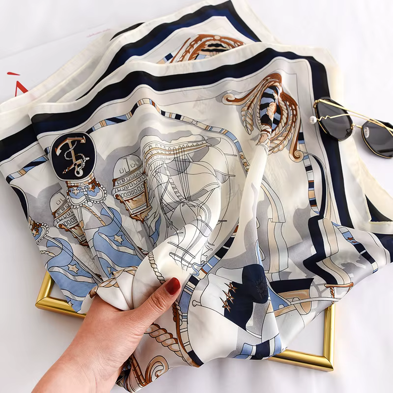 90*90 cm femmes carré Foulard en soie marque de luxe grand châle