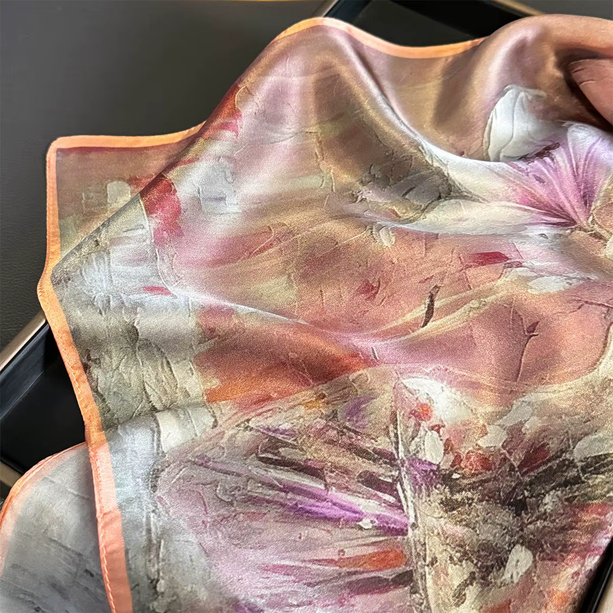 Foulard carré en soie véritable pour femme