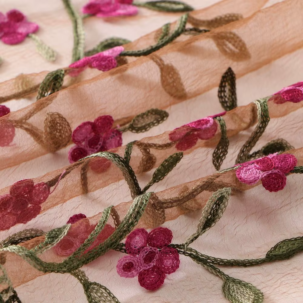 Écharpe châle brodée de fleurs pour femme