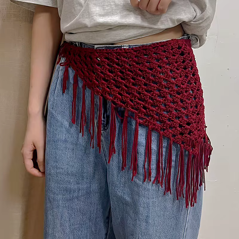 Écharpe triangulaire à franges Y2K pour femmes