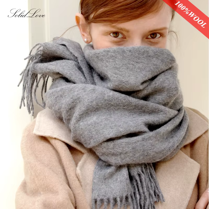 Écharpe d'hiver en laine Solidlove pour femmes