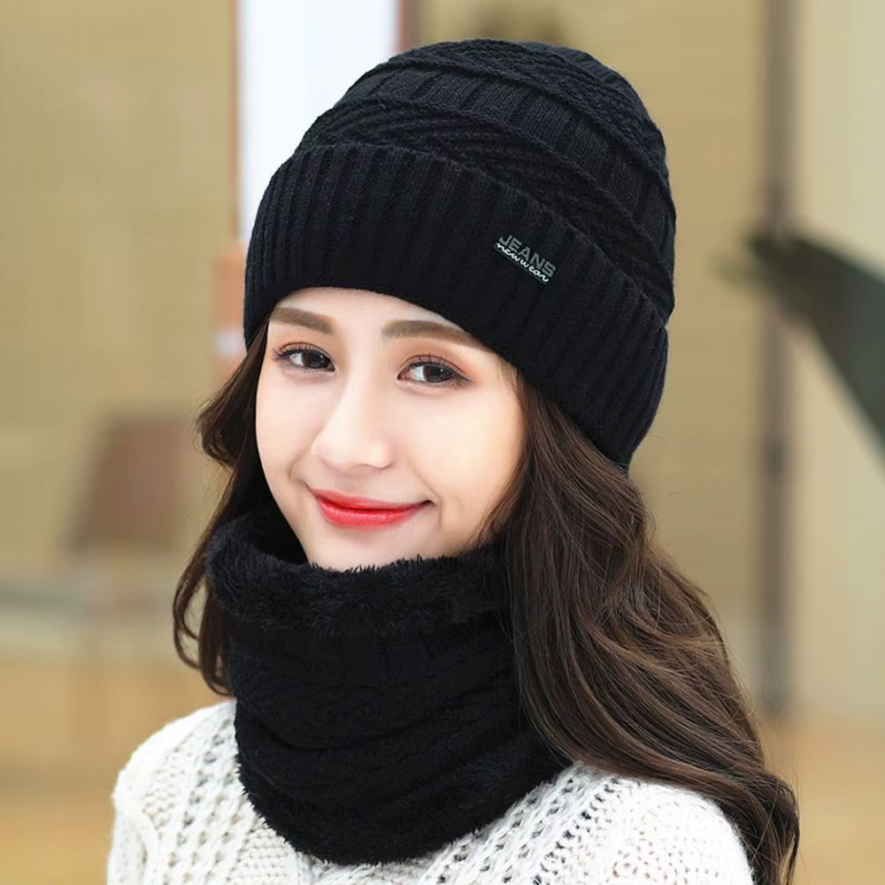 Ensemble deux pièces bonnet et écharpe pour hommes et femmes
